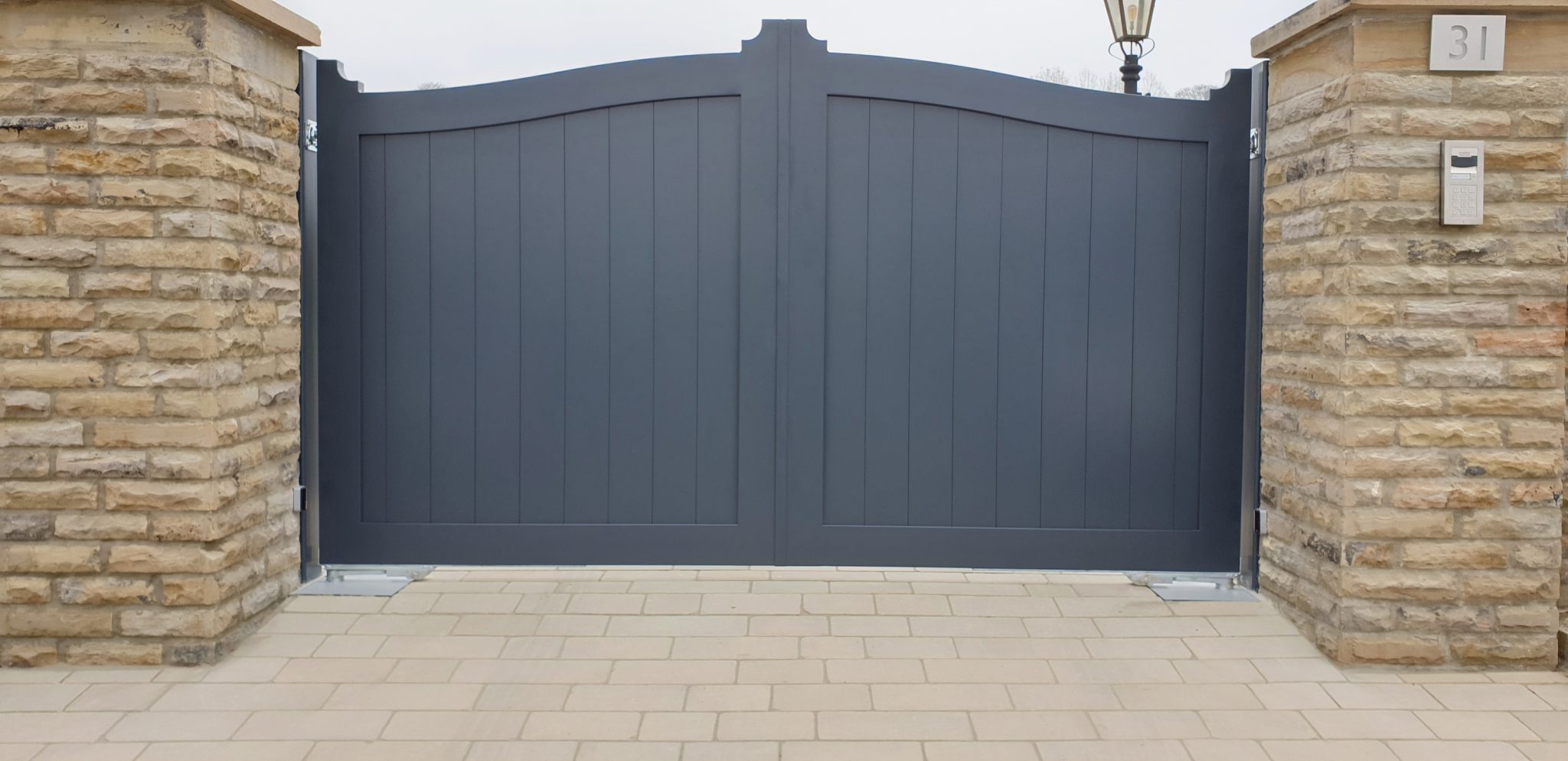 Arched top Grey Aluminium Gates South West Garage Doors